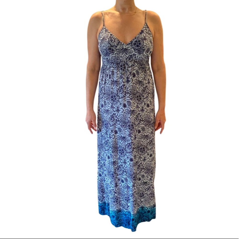 Aqua maxi dress with leg slit